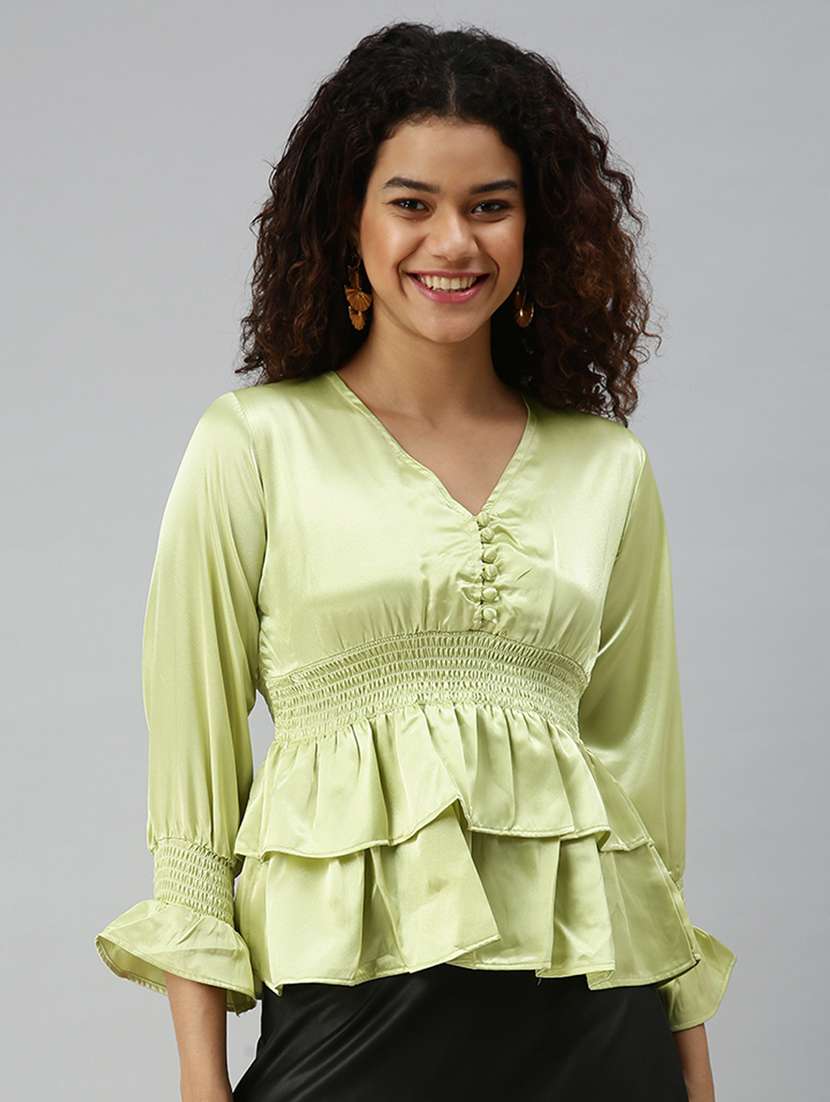 women's peplum v neck top