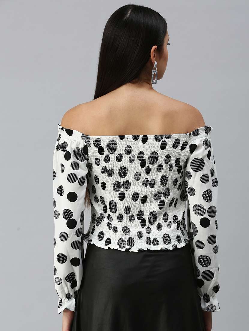 women printed off shoulder top - 18310521 -  Standard Image - 2