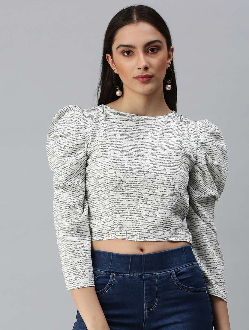 women's crop round neck top