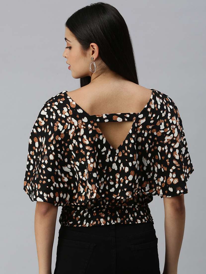 women's straight v neck top - 18310538 - Standard Image - 2