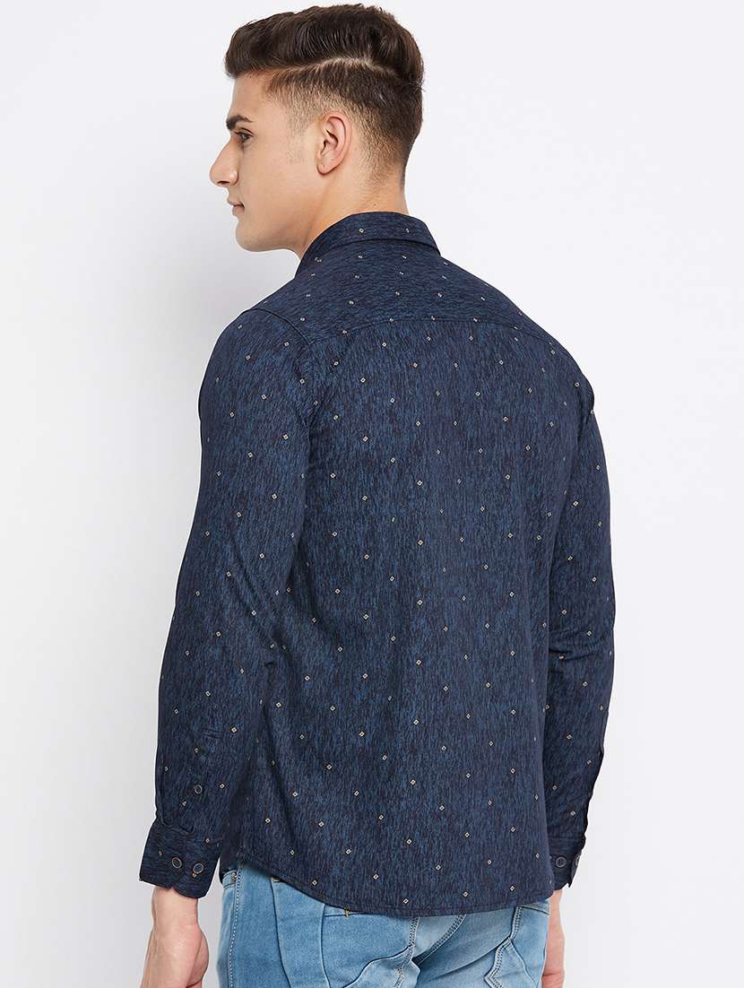 navy blue printed casual shirt - 18312042 -  Standard Image - 2