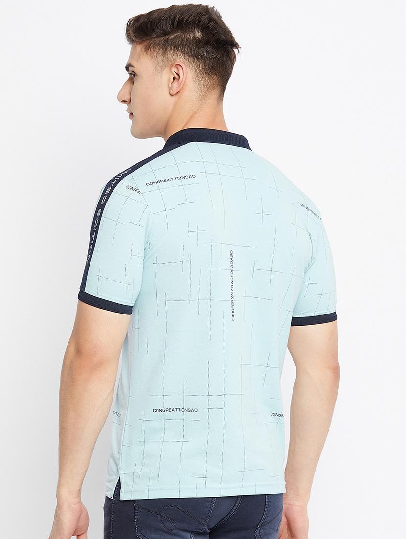 light blue printed polo t-shirt - 18312069 - Standard Image - 2
