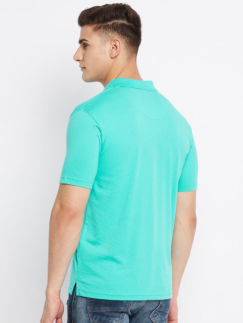 turquoise solid polo t-shirt - 18312079 - Standard Image - 2