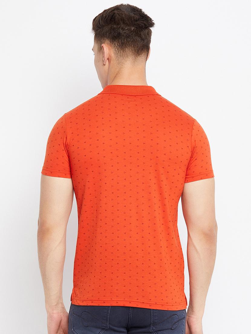 orange printed polo t-shirt - 18312081 - Standard Image - 2