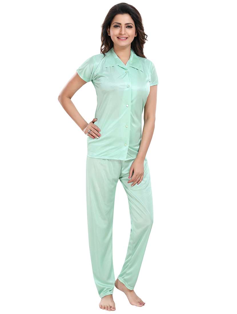 women solid nightwear pajama set  