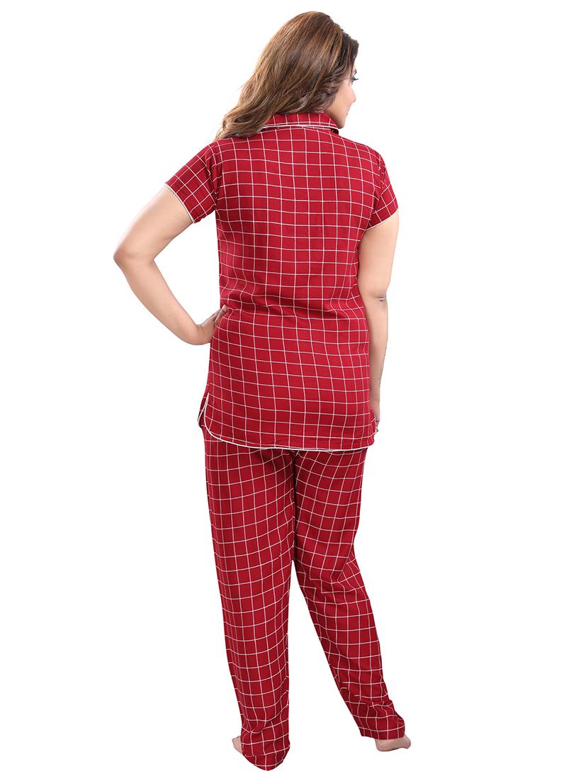shirt collar checkered nightwear pajama set - 18312188 - Standard Image - 2