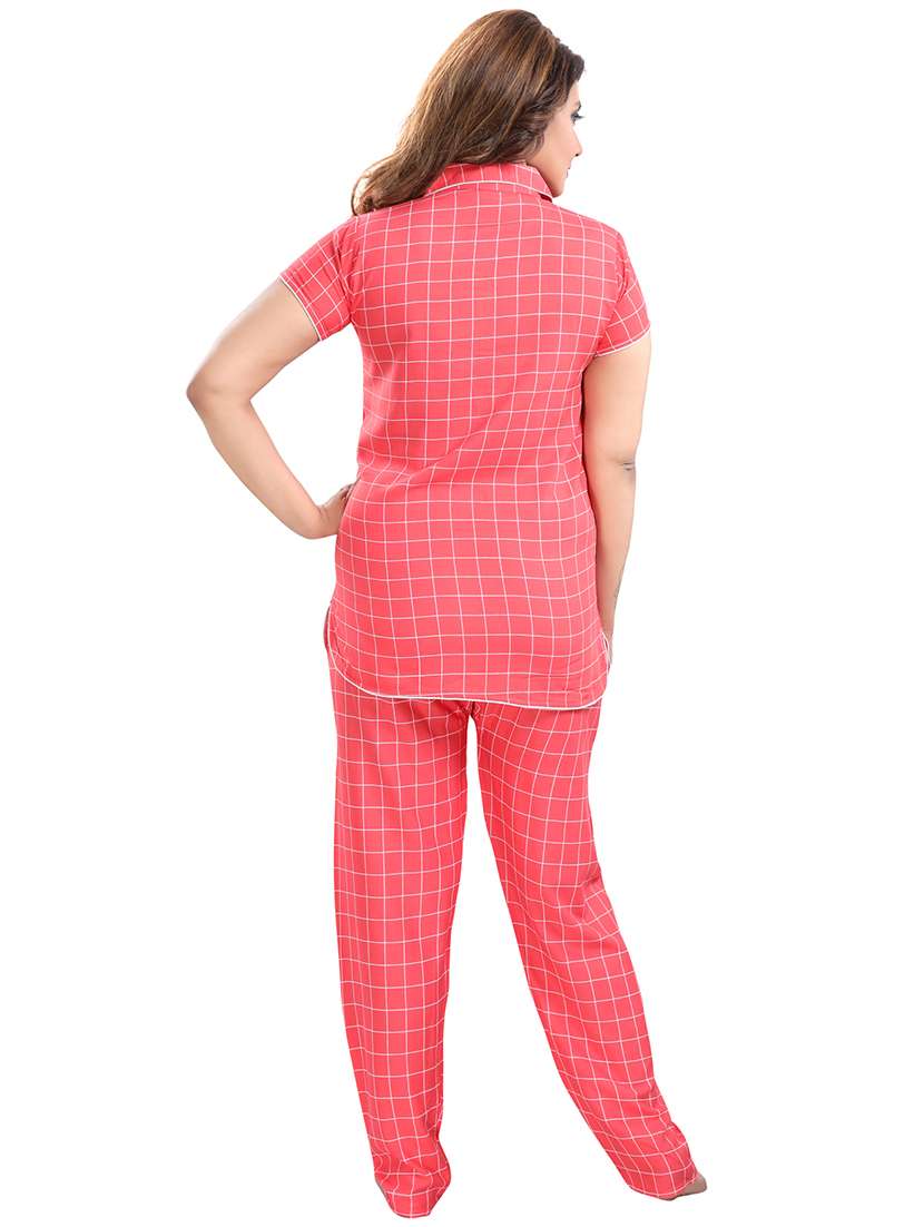 shirt collar checkered nightwear pajama set  - 18312190 -  Standard Image - 2