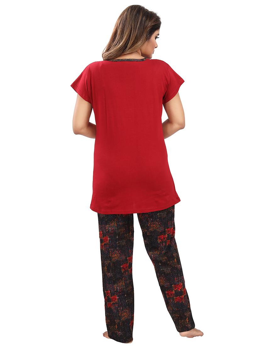 round neck printed nightwear pajama set - 18312192 - Standard Image - 2