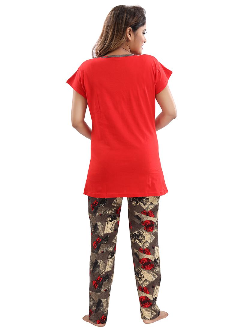 round neck printed nightwear pyjama set - 18312195 - Standard Image - 2