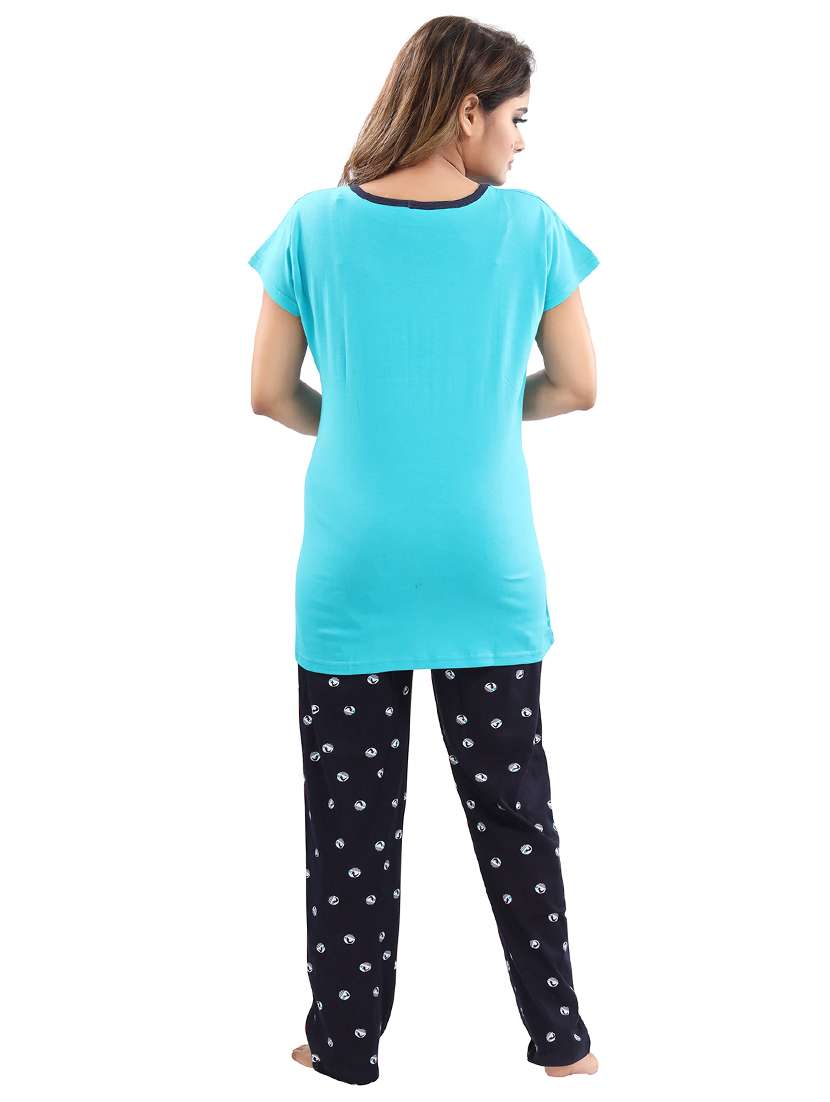 round neck printed nightwear pajama set - 18312197 - Standard Image - 2