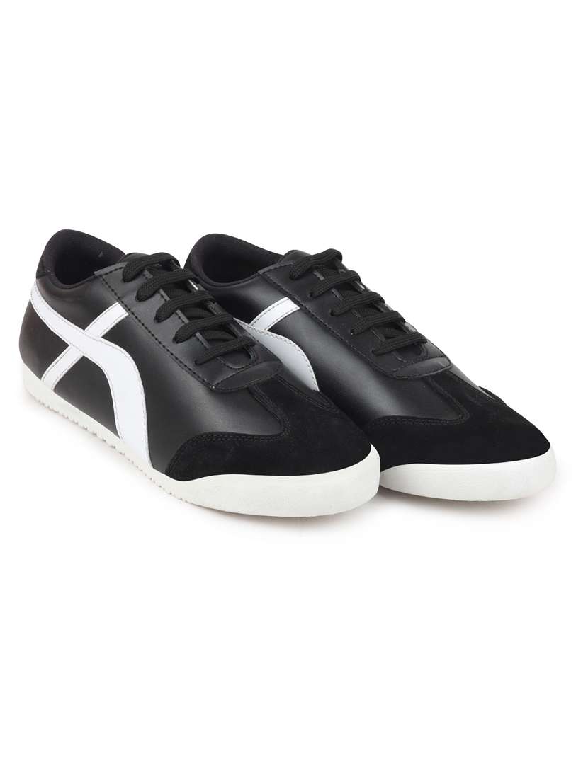 multi colored pu lace up sneakers