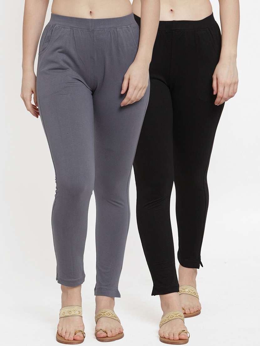 set of 2 multi colored solid legging