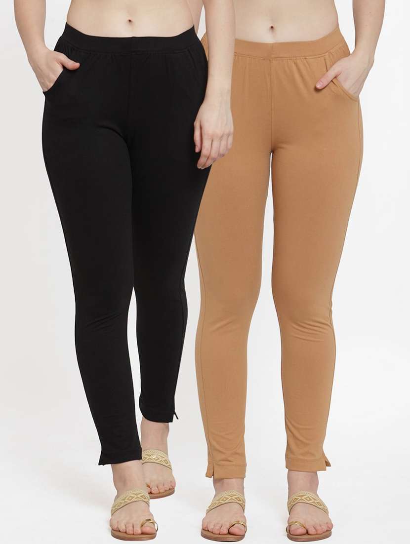 set of 2 multi colored solid legging