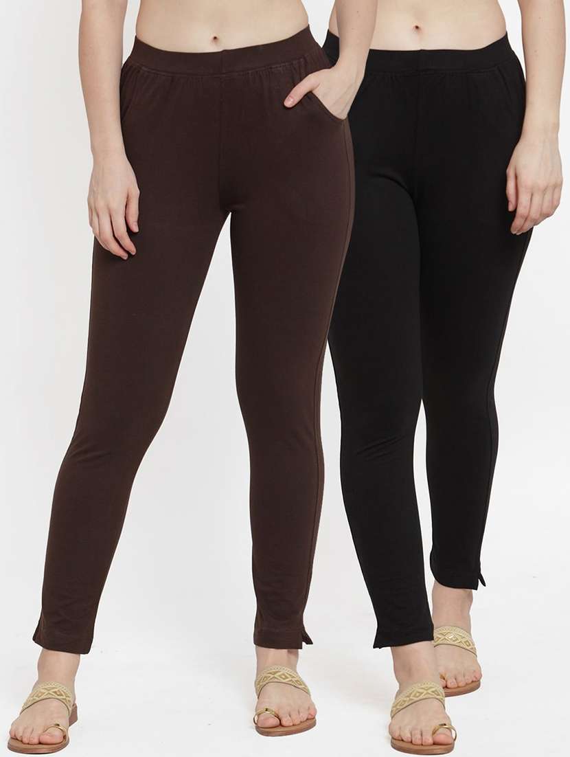 set of 2 multi colored solid legging