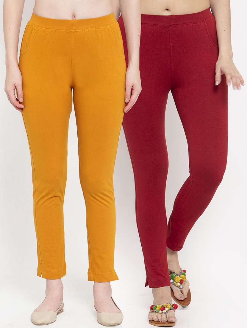 set of 2 multi colored solid legging