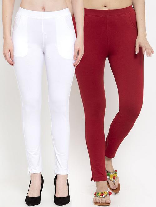 set of 2 multi colored solid legging - 18312564 -  Standard Image - 0
