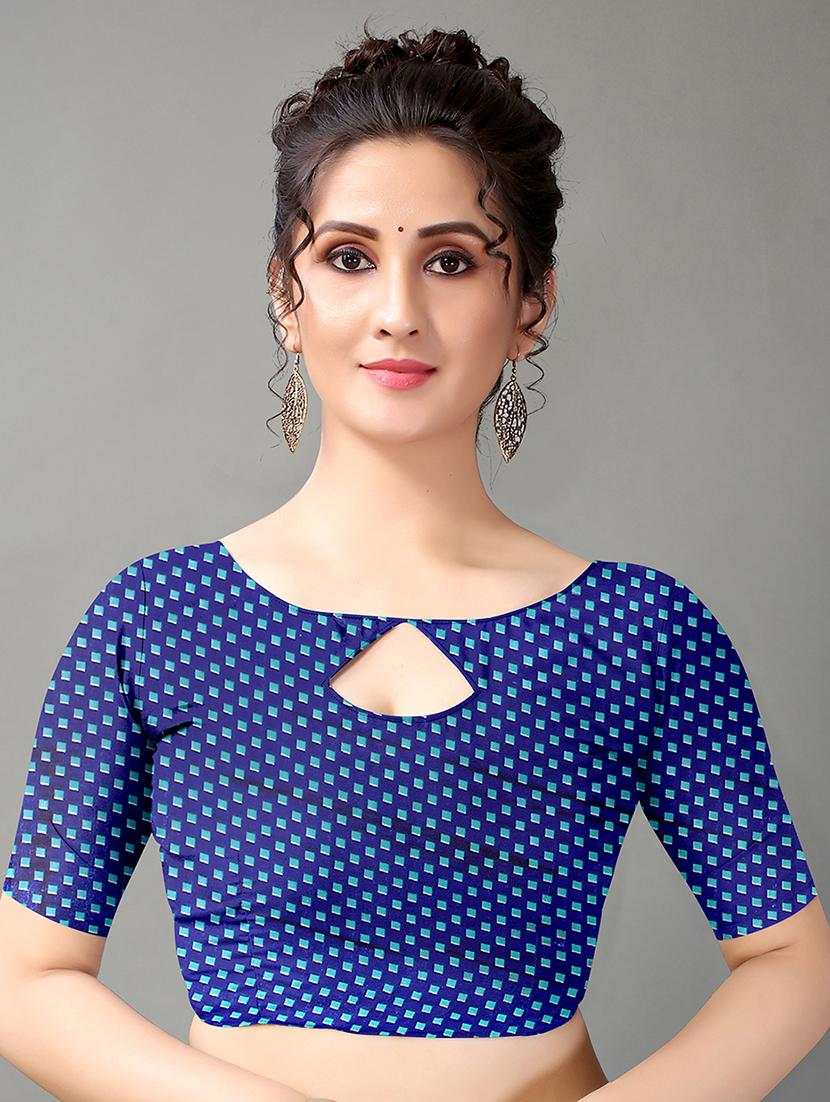 blue georgette printed saree with blouse - 18312569 - Standard Image - 2