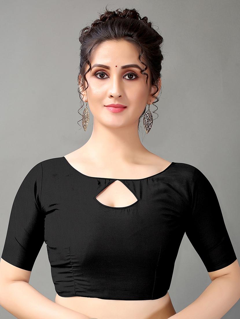 black georgette printed saree with blouse - 18312595 - Standard Image - 2