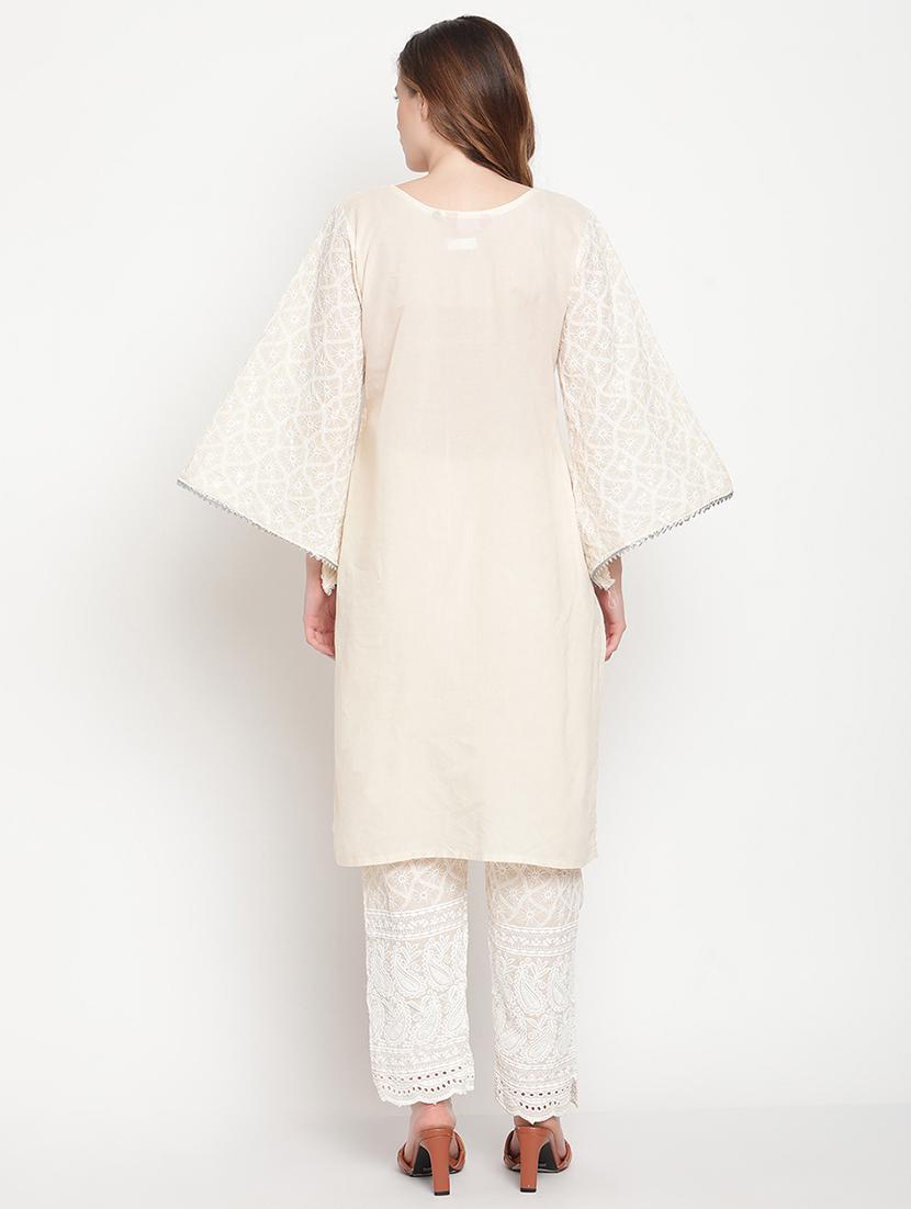 cream kurta pant set - 18313334 - Standard Image - 2