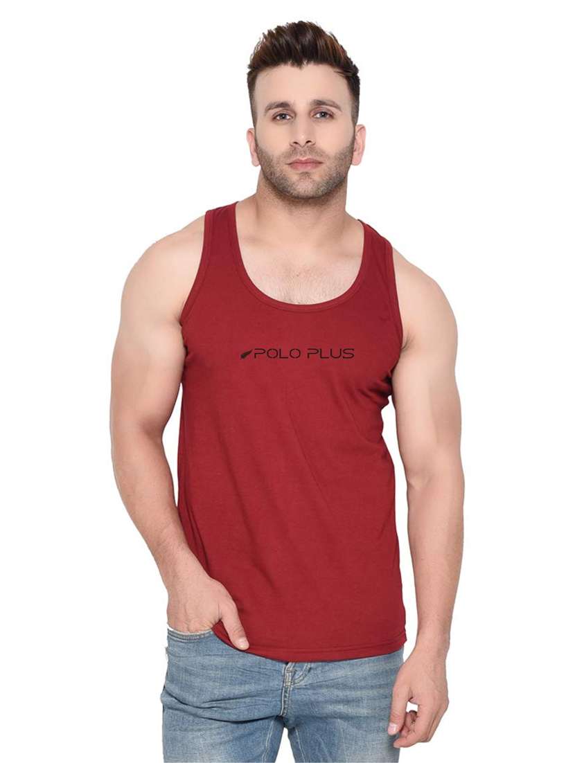 maroon chest-printed vest