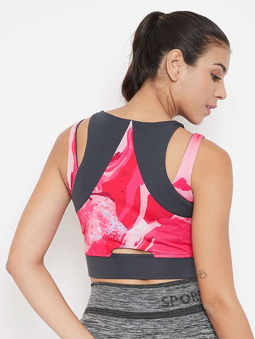pink printed sports bra - 18313509 -  Standard Image - 2