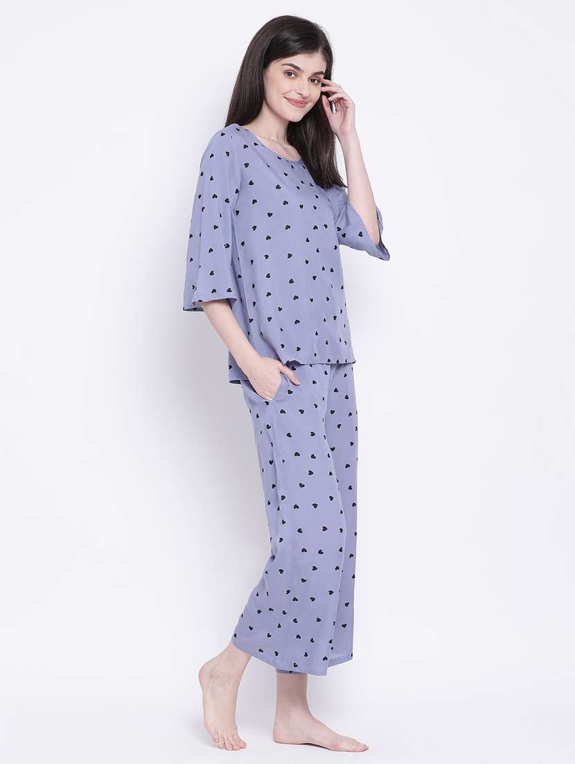 round neck printed nightwear pajama set  - 18313597 -  Standard Image - 2