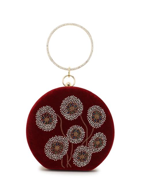 maroon embroidered ethnic clutch - 18313860 - Standard Image - 0