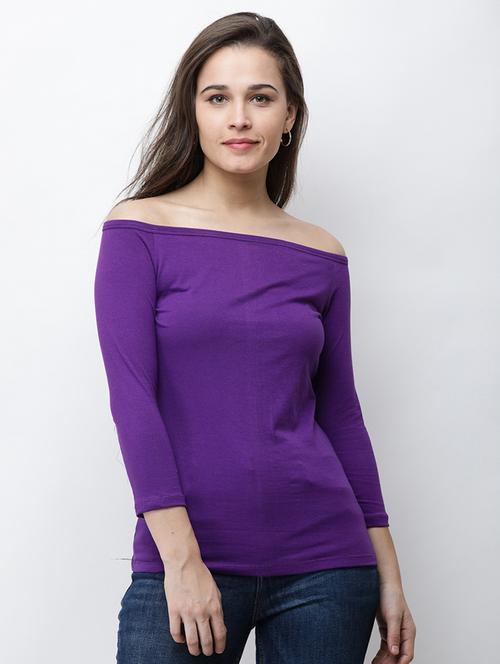 off shoulder solid regular top - 18314718 -  Standard Image - 0