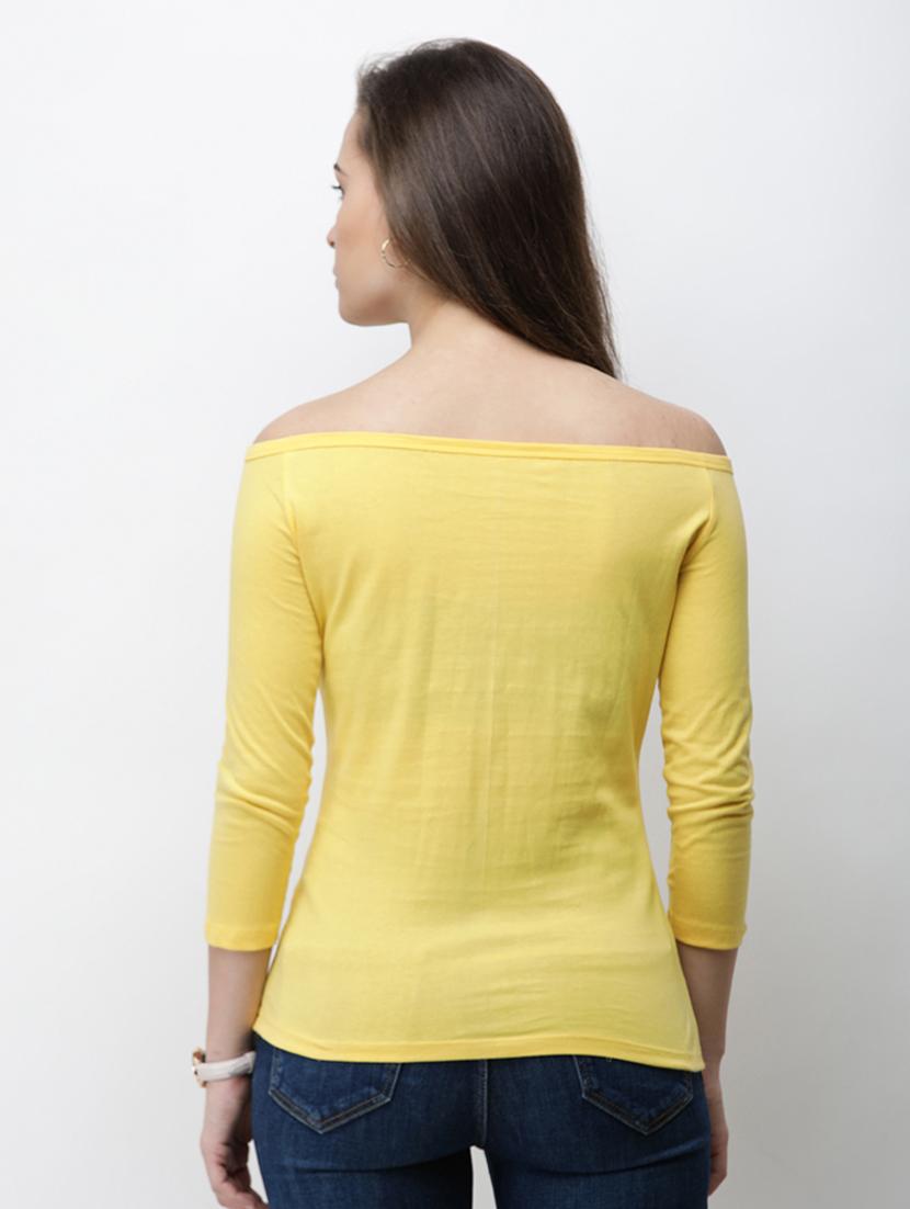 off shoulder solid regular top - 18314719 - Standard Image - 2