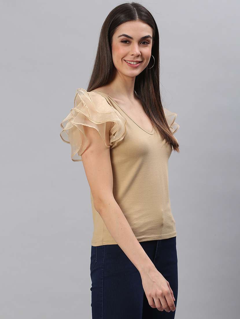 v-neck solid regular top - 18314747 - Standard Image - 2
