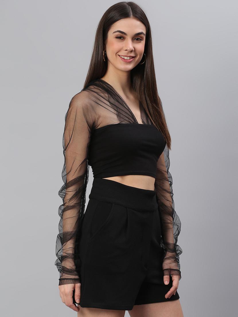 v-neck solid regular top - 18314750 - Standard Image - 2