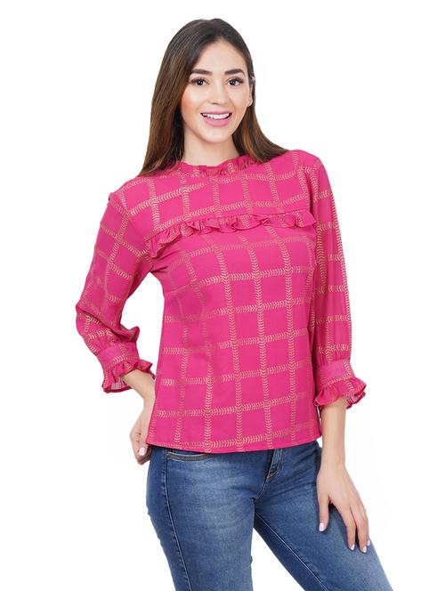 women's ruffle mock neck top - 18315043 -  Standard Image - 0