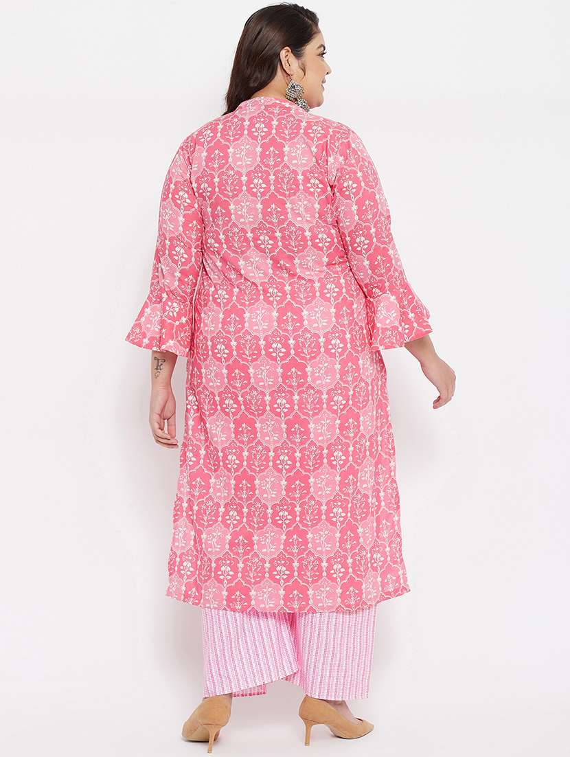 pink cotton kurta palazzo  set - 18315207 -  Standard Image - 2