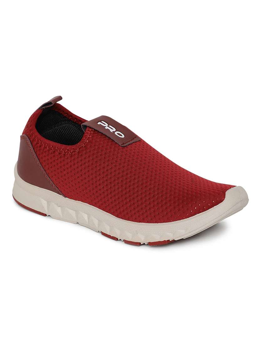red slip on sports shoe