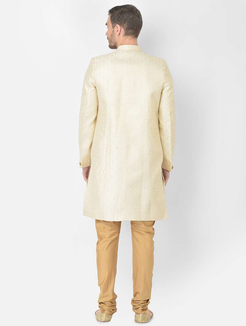 golden self-designed sherwani ethnic wear set - 18315481 -  Standard Image - 2