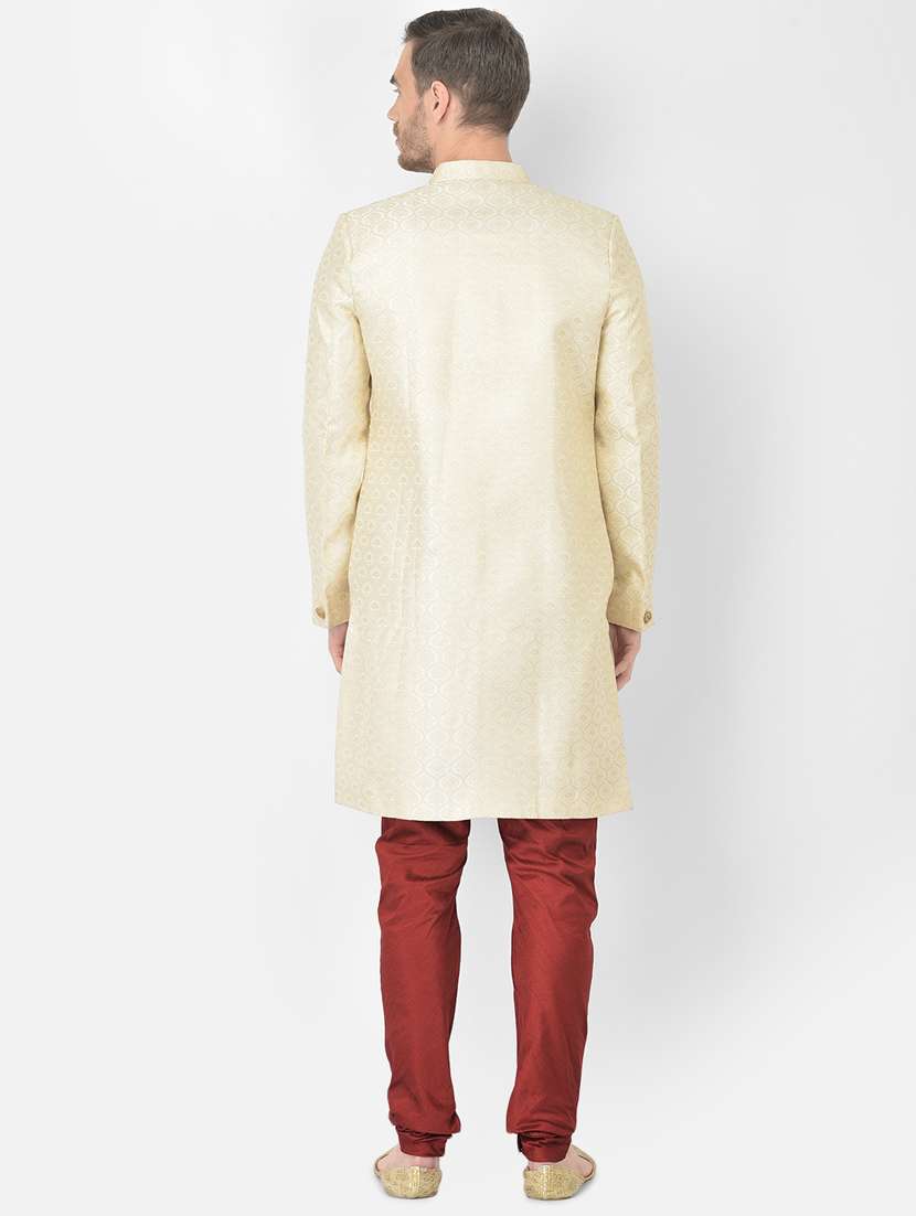 golden self-designed sherwani ethnic wear set - 18315490 -  Standard Image - 2