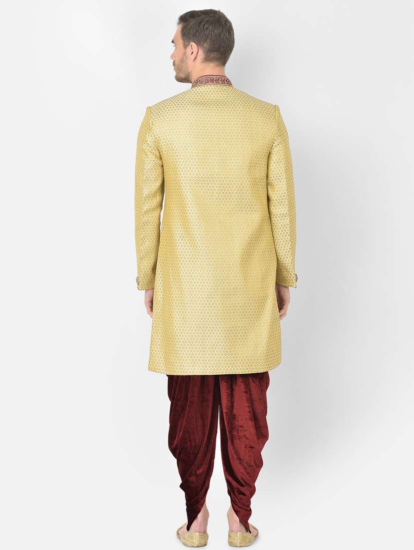 golden self-designed sherwani ethnic wear set - 18315498 -  Standard Image - 2