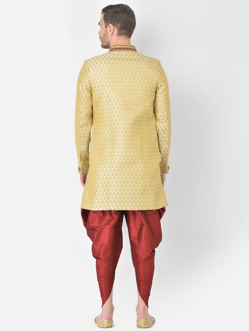 golden self-designed sherwani ethnic wear set - 18315501 -  Standard Image - 2