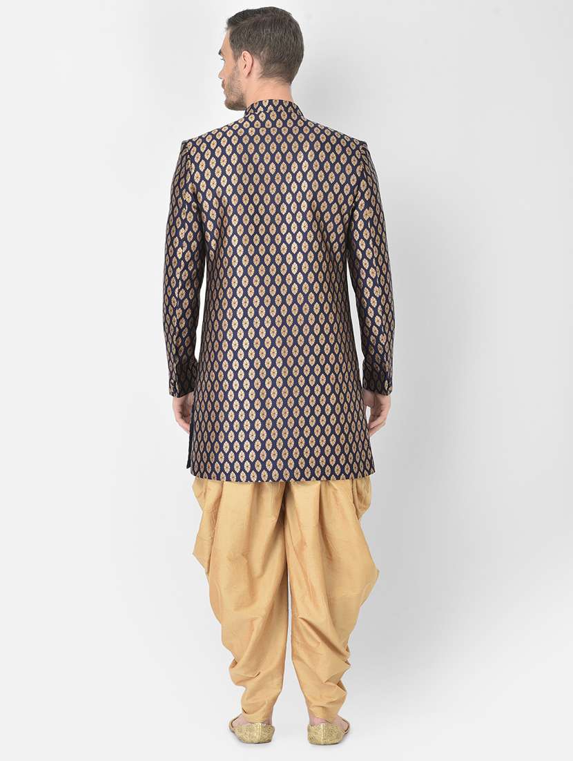 navy-blue self-designed sherwani ethnic wear set - 18315507 -  Standard Image - 2