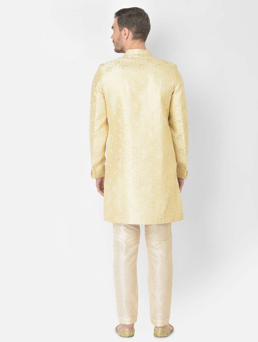 golden self-designed sherwani ethnic wear set - 18315511 -  Standard Image - 2