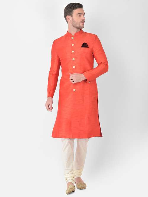 orange melange sherwani ethnic wear set - 18315512 -  Standard Image - 0