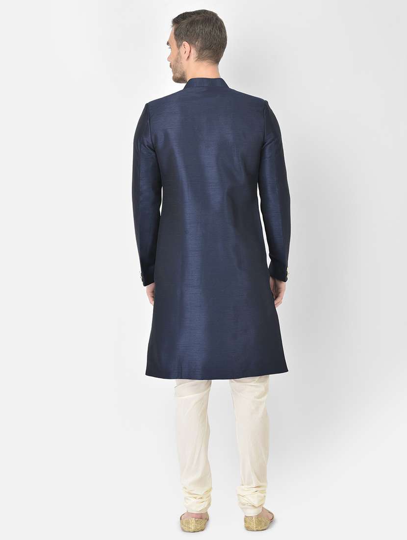navy-blue solid sherwani ethnic wear set - 18315514 -  Standard Image - 2