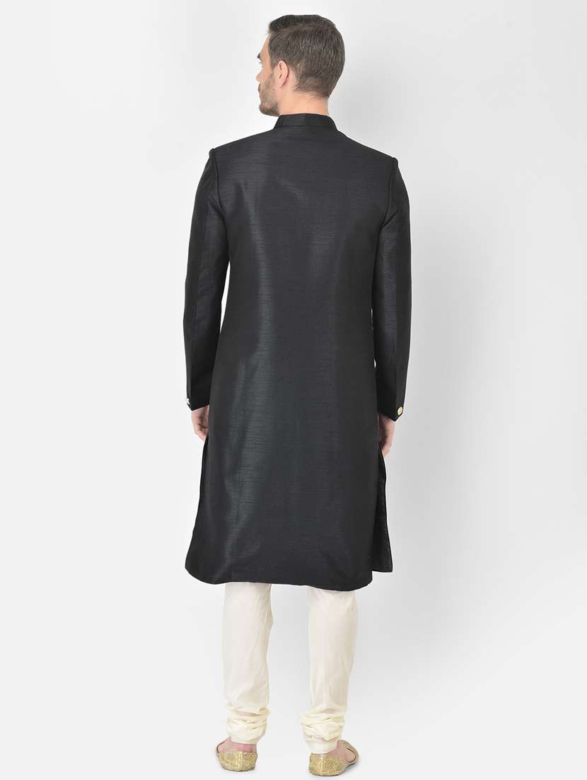 black solid sherwani ethnic wear set - 18315516 -  Standard Image - 2
