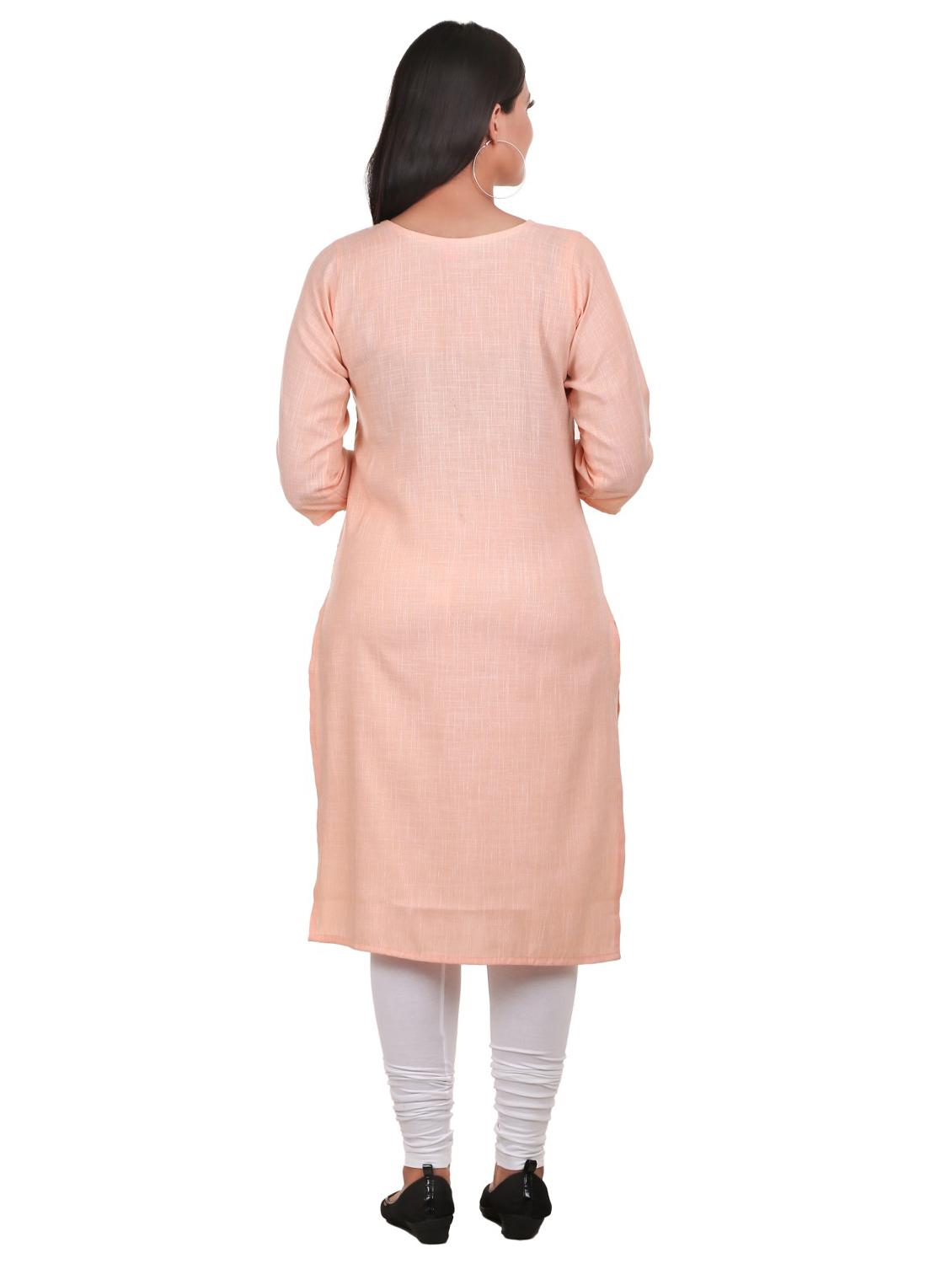 orange solid straight kurta - 18315928 - Standard Image - 2