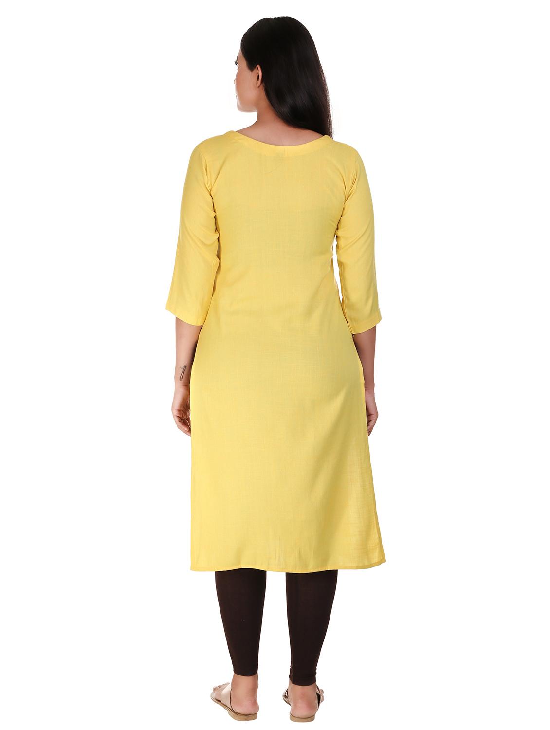 yellow solid straight kurta - 18315931 - Standard Image - 2