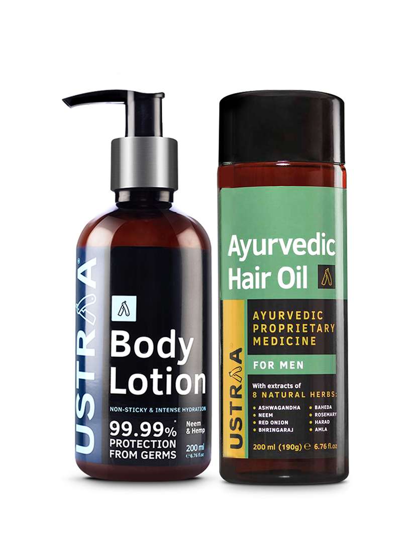 Ustraa Body Lotion Germ Free   200ml & Ayurvedic Hair Oil   200 Ml
