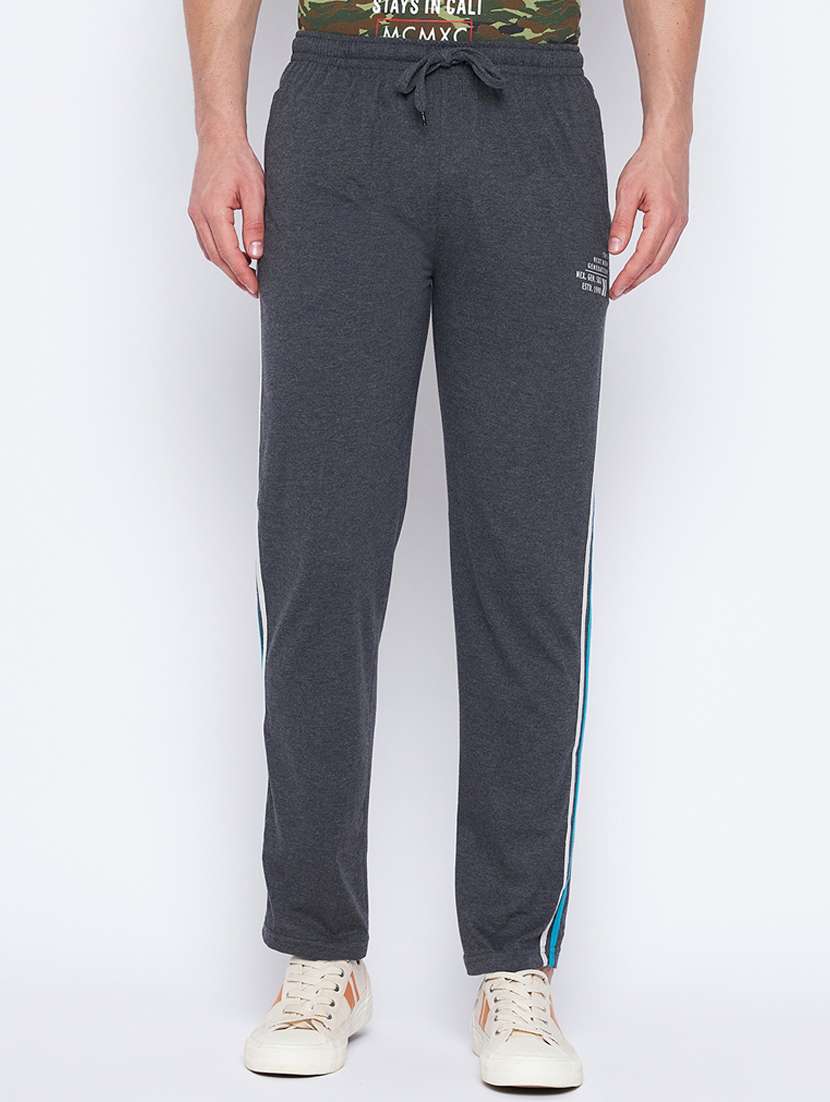 grey solid full length track pant