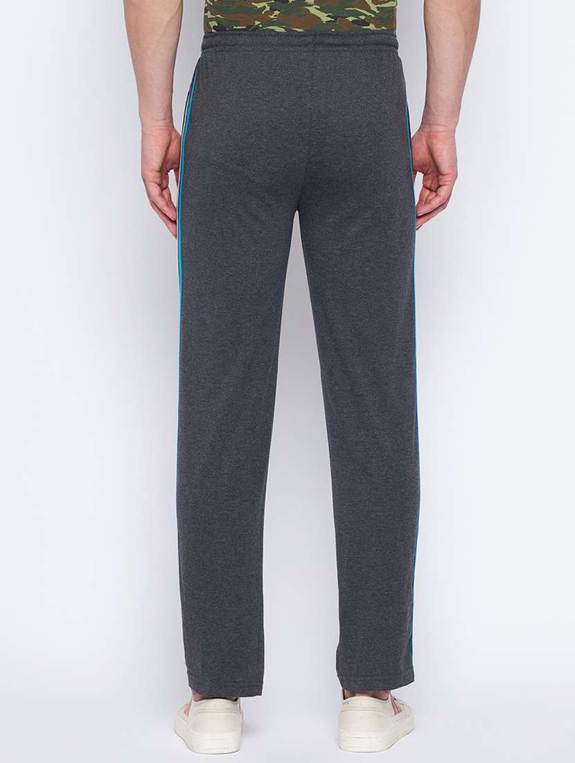 grey solid full length track pant - 18316252 -  Standard Image - 2