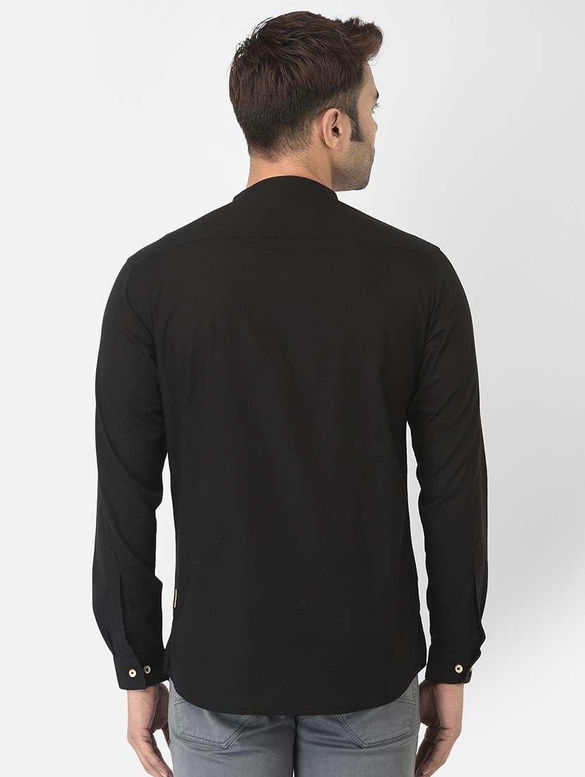 black solid casual shirt - 18317050 -  Standard Image - 2