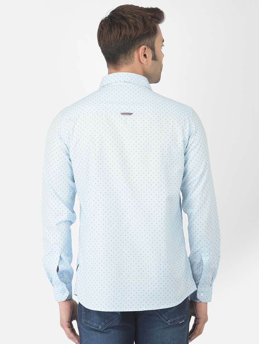 light blue printed casual shirt - 18317062 - Standard Image - 2